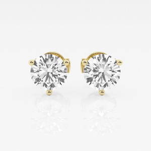 Certified 2 ctw Round G-H Diamond 3-Prong Martini Solitaire Stud Earrings 14K Yellow Gold