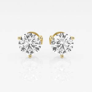 Certified 2 ctw Round G-H Diamond 3-Prong Martini Solitaire Stud Earrings 14K Yellow Gold