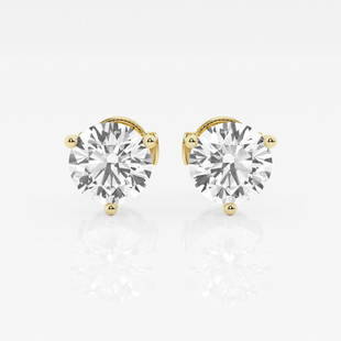 Certified 2 ctw Round G-H Diamond 3-Prong Martini Solitaire Stud Earrings 14K Yellow Gold: Certified Lab Grown 2 ctw Round G-H Diamond 3-Prong Martini Solitaire Stud Earrings 14K Yellow Gold Style: Stud Earrings Total Carat Weight: 2 ctw Centerstone Carat Wt: 1.00 Centerstone