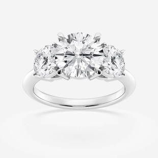 Certified 4 ctw Round Diamond Three Stone Engagement Ring 18K White Gold: Certified Lab Grown 4 ctw Round Diamond Three Stone Engagement Ring 18K White Gold Style: Three Stone Engagement Ring Total Carat Weight: 4 ctw Centerstone Carat Wt: 2.50 Centerstone