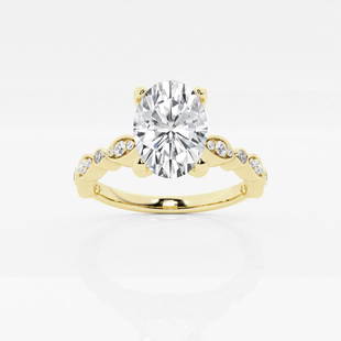 Certified 2 1/5 ctw Oval Diamond Engagement Ring with Marquise Shape Side Accents 14K Yellow Gold: Certified Lab Grown 2 1/5 ctw Oval Diamond Engagement Ring with Marquise Shape Side Accents 14K Yellow Gold Style: Side Stone Engagement Ring Total Carat Weight: 2 1/5 ctw Centerstone Carat