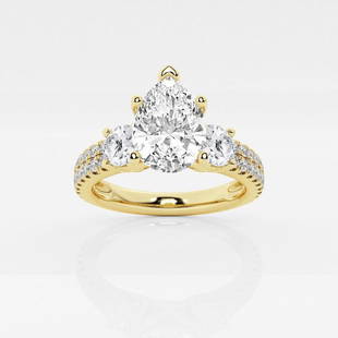 Certified 3 ctw Pear Diamond Engagement Ring with Double Row Side Side Accents 14K Yellow Gold: Certified Lab Grown 3 ctw Pear Diamond Engagement Ring with Double Row Side Side Accents 14K Yellow Gold Style: Side Stone Engagement Ring Total Carat Weight: 3 ctw Centerstone Carat Wt: 2.0