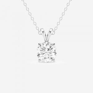 Certified 1 1/2 ctw Round Diamond Split Bail Solitaire Pendant with Adjustable Chain 14K White Gold