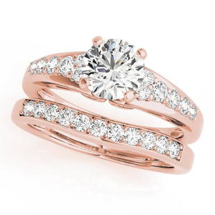 Certified 1.63 CTW Diamond Engagement Ring SET 18K Rose Gold: Certified Lab Grown 1.63 CTW Diamond Engagement Ring SET 18K Rose Gold Category: Affordable Engagement Rings Style: Vintage Side Stone Audience: For Women Ring Resizable: Yes Metal