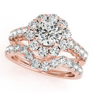 Certified 2.85 CTW Diamond Engagement Ring SET 18K Rose Gold: Certified Lab Grown 2.85 CTW Diamond Engagement Ring SET 18K Rose Gold Category: White Gold Engagement Rings Style: Royal Halo Audience: For Women Ring Resizable: Yes Metal Type: 18K