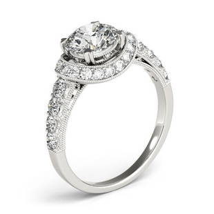 Certified 1.63 CTW Diamond Engagement Ring 18K White Gold: Certified Lab Grown 1.63 CTW Diamond Engagement Ring 18K White Gold Category: Affordable Engagement Rings Style: Fine Vintage Halo Audience: For Women Ring Resizable: Yes Metal Type: