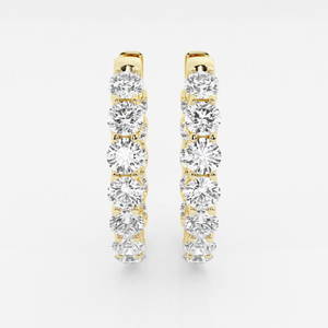 Certified 8 ctw Round Diamond Inside Out Hoop Earrings 14K Yellow Gold