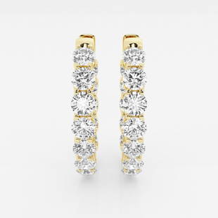 Certified 8 ctw Round Diamond Inside Out Hoop Earrings 14K Yellow Gold: Certified Lab Grown 8 ctw Round Diamond Inside Out Hoop Earrings 14K Yellow Gold Style: Hoop Earrings Total Carat Weight: 8 ctw Centerstone Carat Wt: 0.33 Centerstone Count: 20 Diamond