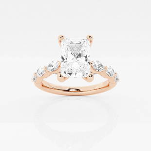 Certified 1 1/6 ctw Radiant Diamond Engagement Ring with Floating Marquise Side Accents 14K Rose: Certified Lab Grown 1 1/6 ctw Radiant Diamond Engagement Ring with Floating Marquise Side Accents 14K Rose Gold Style: Side Stone Engagement Ring Total Carat Weight: 1 1/6 ctw Centerstone