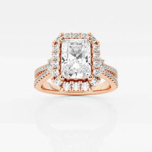 Certified 2 1/8 ctw Radiant Diamond Oval Side Stones Halo Engagement Ring 14K Rose Gold: Certified Lab Grown 2 1/8 ctw Radiant Diamond Oval Side Stones Halo Engagement Ring 14K Rose Gold Style: Halo Engagement Ring Total Carat Weight: 2 1/8 ctw Centerstone Carat Wt: 1.50 
