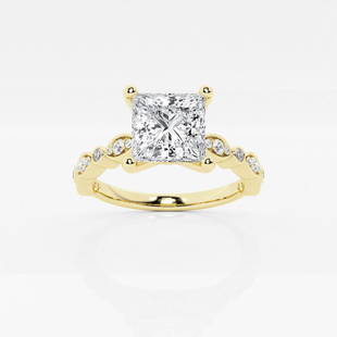 Certified 1 ctw Princess Diamond Engagement Ring with Marquise Shape Side Accents 14K Yellow Gold: Certified Lab Grown 1 ctw Princess Diamond Engagement Ring with Marquise Shape Side Accents 14K Yellow Gold Style: Side Stone Engagement Ring Total Carat Weight: 1 ctw Centerstone Carat Wt: