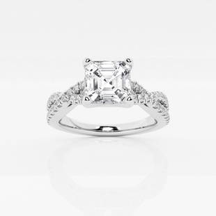 Certified 1 7/8 ctw Asscher Diamond Crossover Engagement Ring Platinum: Certified Lab Grown 1 7/8 ctw Asscher Diamond Crossover Engagement Ring Platinum Style: Side Stone Engagement Ring Total Carat Weight: 1 7/8 ctw Centerstone Carat Wt: 1.50 Centerstone