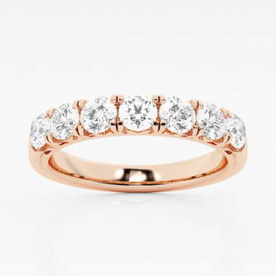 Certified 1 ctw Round Diamond Seven Stone Wedding Band 14K Rose Gold: Certified Lab Grown 1 ctw Round Diamond Seven Stone Wedding Band 14K Rose Gold Style: Wedding Band Total Carat Weight: 1 ctw Centerstone Carat Wt: 0.14 Centerstone Count: 7 Diamond