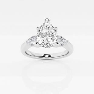 Certified 1 7/8 ctw Pear Diamond Engagement Ring with Pear Side Accents Platinum: Certified Lab Grown 1 7/8 ctw Pear Diamond Engagement Ring with Pear Side Accents Platinum Style: Side Stone Engagement Ring Total Carat Weight: 1 7/8 ctw Centerstone Carat Wt: 1.50 