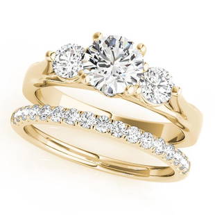 Certified 1.38 CTW Diamond Engagement Ring SET 18K Yellow Gold: Certified Lab Grown 1.38 CTW Diamond Engagement Ring SET 18K Yellow Gold Category: White Gold Engagement Rings Style: Three Stone Audience: For Women Ring Resizable: Yes Metal Type: