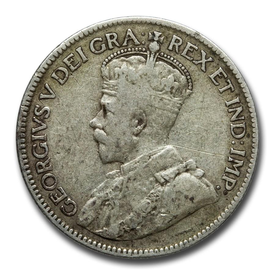 1912-1919 Canada Silver 25 Cents George V Avg Circ (1 of 2)