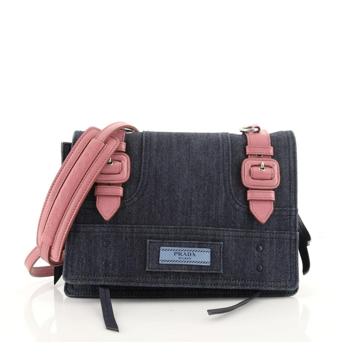 Prada Etiquette Shoulder Bag Denim with Leather Small (1 of 2)