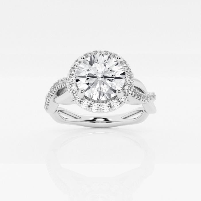 Certified 1 7/8 ctw Round Diamond Intertwined Halo Engagement Ring 14K White Gold (1 of 2)