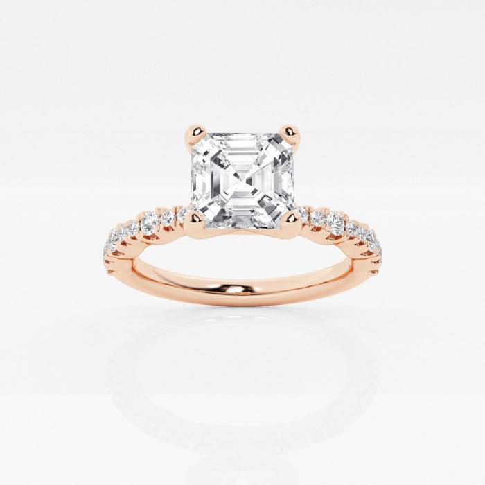 Certified 1 1/3 ctw Asscher Diamond Station Engagement Ring 14K Rose Gold (1 of 2)