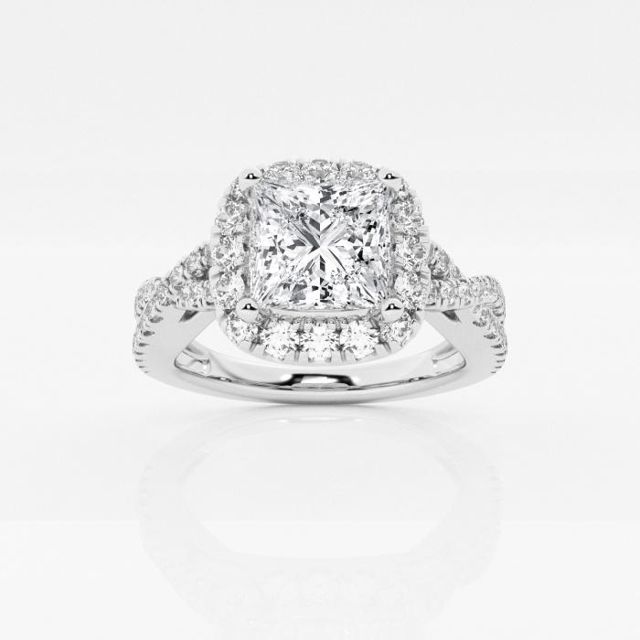 Certified 1 1/2 ctw Princess Diamond Crossover Halo Engagement Ring Platinum (1 of 2)