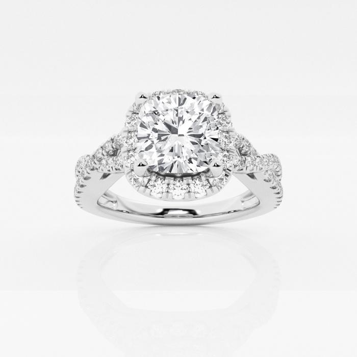 Certified 2 ctw Cushion Diamond Crossover Halo Engagement Ring Platinum (1 of 2)
