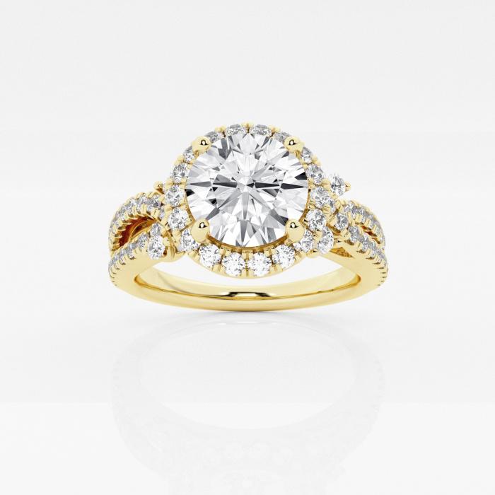 Certified 1 5/8 ctw Round Diamond Petite Bow Halo Engagement Ring 14K Yellow Gold (1 of 2)