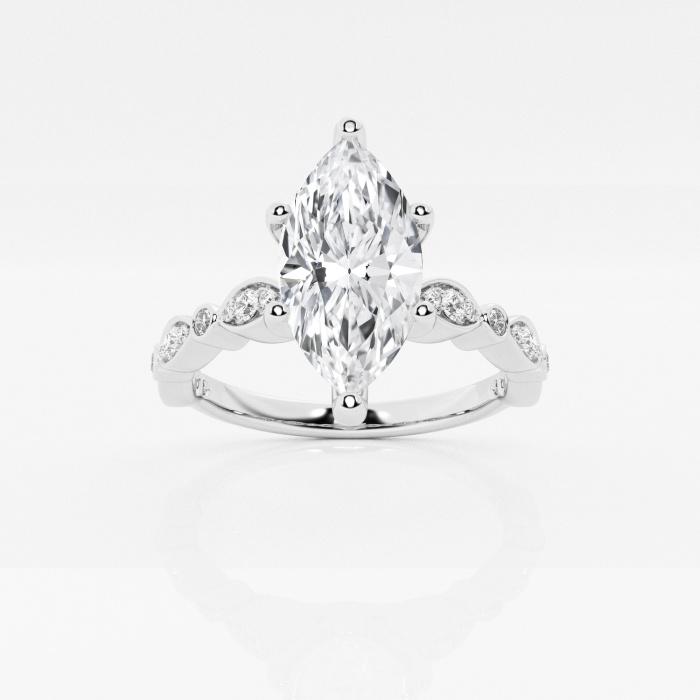 Certified 1 1/5 ctw Marquise Diamond Engagement Ring with Marquise Shape Side Accents 14K White Gold (1 of 2)