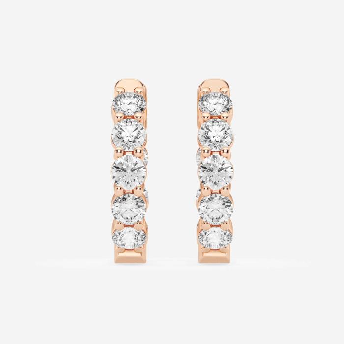 Certified 2 ctw Round Diamond Inside Out Hoop Earrings 14K Rose Gold (1 of 3)