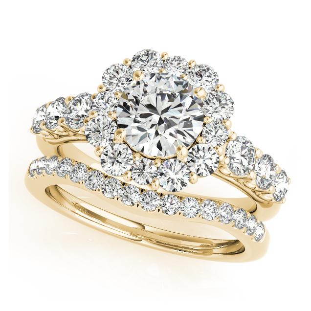 Certified 2.3 CTW Diamond Engagement Ring SET 18K Yellow Gold (1 of 2)