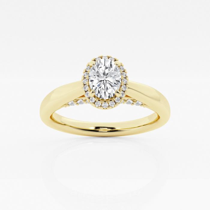 Certified 5/8 ctw Oval Diamond Halo Engagement Ring 14K Yellow Gold (1 of 2)