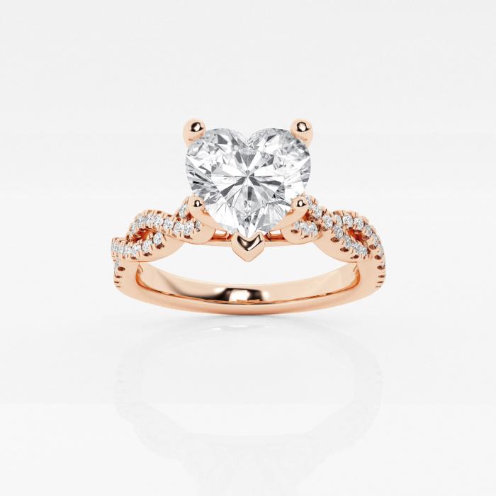 Certified 1 3/4 ctw Heart Diamond Double Twist Engagement Ring 14K Rose Gold (1 of 2)