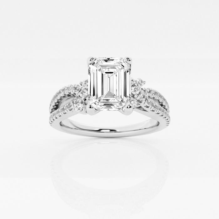 Certified 1 1/2 ctw Emerald Diamond Petite Bow Engagement Ring 14K White Gold (1 of 2)