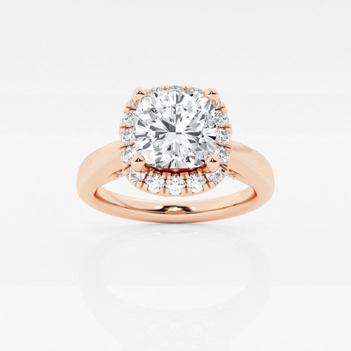 Certified 2 2/5 ctw Cushion Diamond Diamond Arch Halo Engagement Ring 14K Rose Gold (1 of 2)