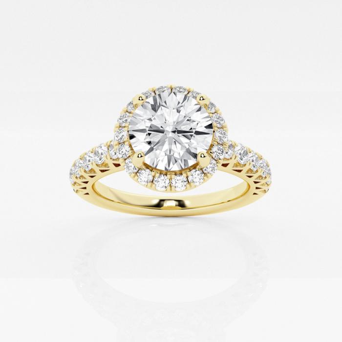 Certified 2 1/5 ctw Round Diamond Royal Crown Halo Engagement Ring 14K Yellow Gold (1 of 2)