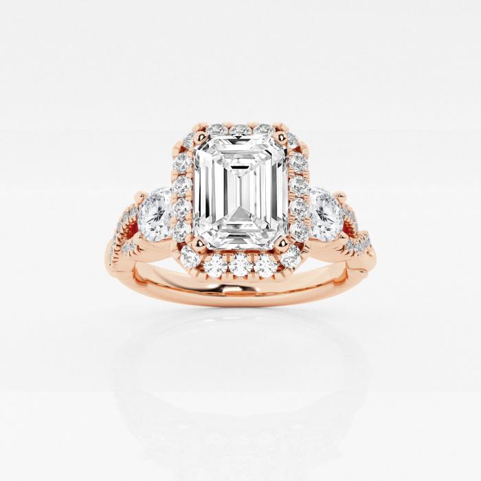 Certified 1 1/3 ctw Emerald Diamond Swirl Halo Engagement Ring 14K Rose Gold (1 of 2)