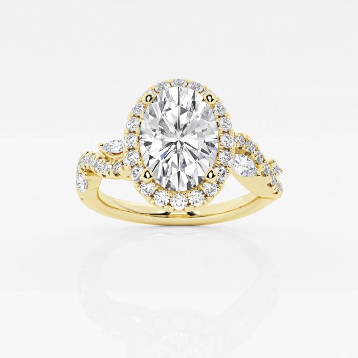Certified 2 5/8 ctw Oval Diamond Marquise Vine Halo Engagement Ring 14K Yellow Gold (1 of 2)
