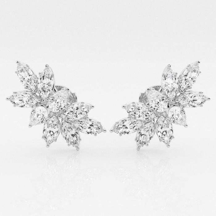 Certified 4 ctw Pear & Marquise Diamond Cluster Fashion Earrings 14K White Gold (1 of 3)