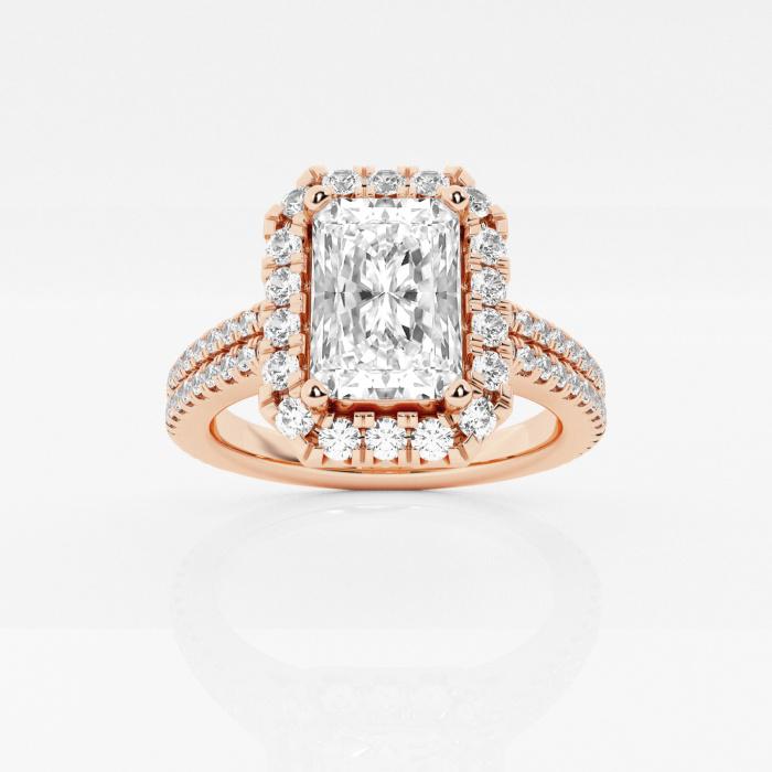 Certified 1 1/2 ctw Radiant Diamond Double Row Halo Engagement Ring 14K Rose Gold (1 of 2)