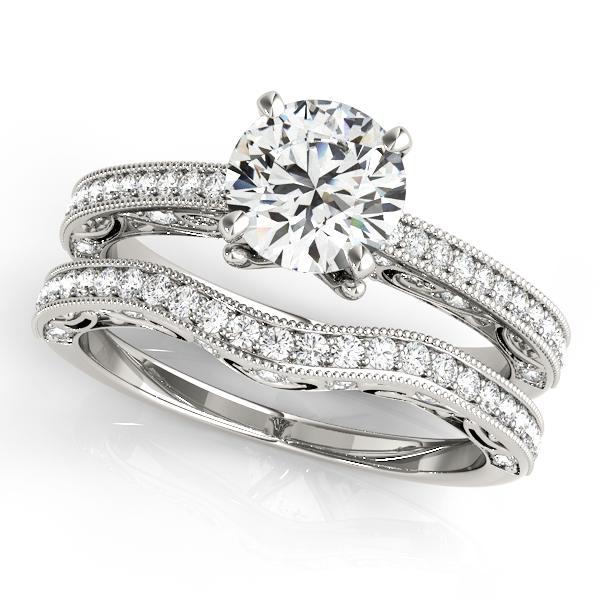 Certified 1.9 CTW Diamond Engagement Ring SET 18K White Gold (1 of 2)