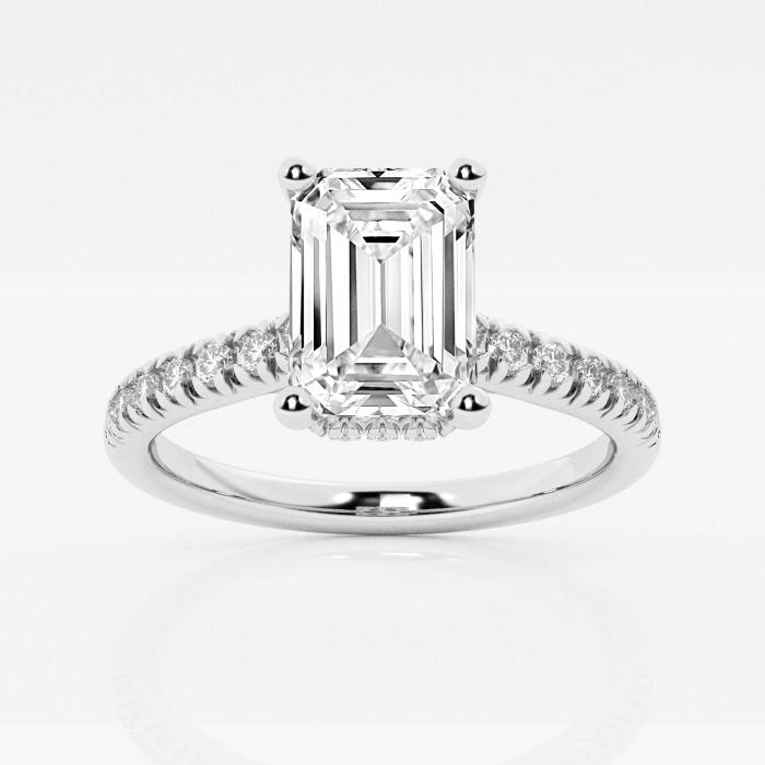 Certified 2 1/2 ctw Emerald Diamond Hidden Halo Engagement Ring 14K White Gold (1 of 2)