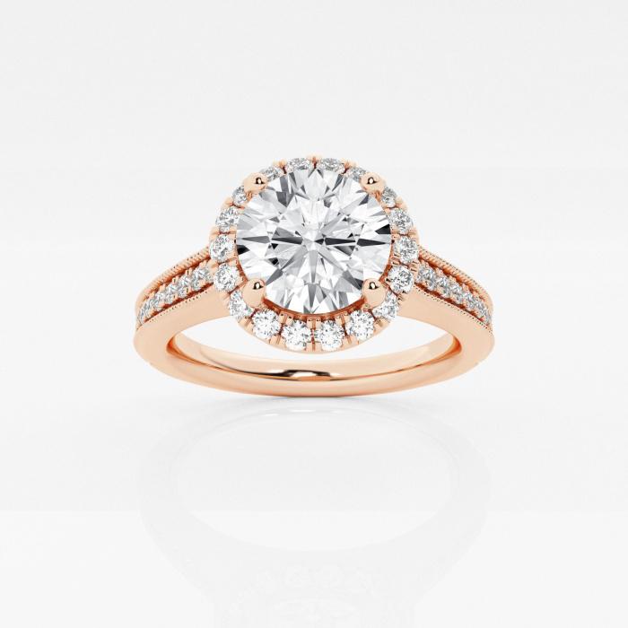 Certified 1 ctw Round Diamond Channel Halo Engagement Ring 14K Rose Gold (1 of 2)