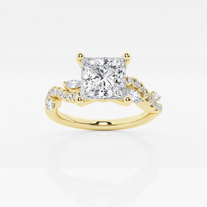 Certified 1 3/8 ctw Princess Diamond Marquise Vine Engagement Ring 14K Yellow Gold (1 of 2)
