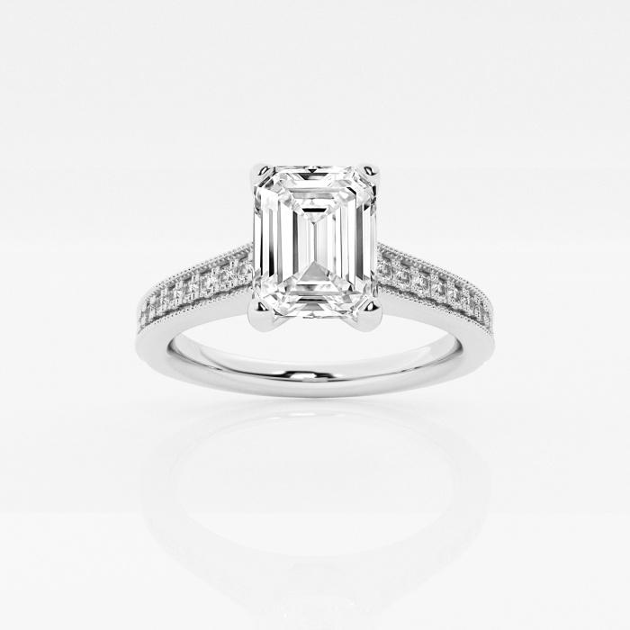 Certified 2 1/6 ctw Emerald Diamond Engagement Ring with Channel Side Accents Platinum (1 of 2)