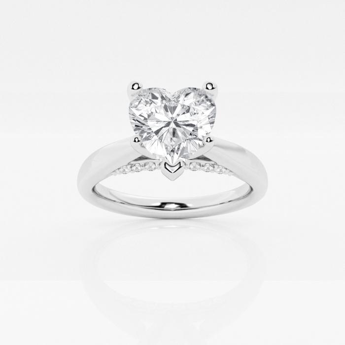 Certified 1 1/8 ctw Heart Diamond Arch Engagement Ring 14K White Gold (1 of 2)