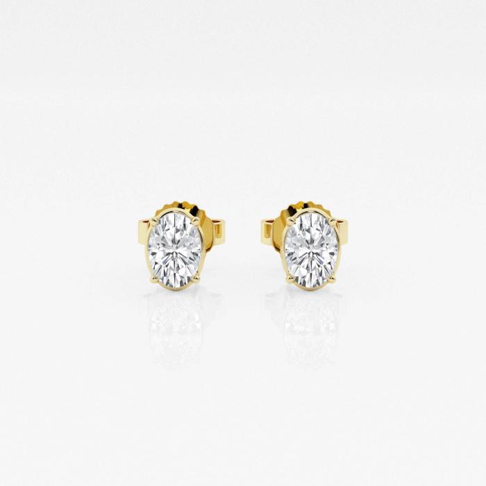 Certified 1/2 ctw Oval Diamond Solitaire Stud Earrings 14K Yellow Gold (1 of 3)