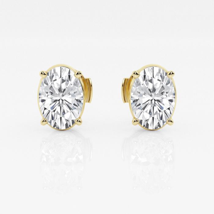 Certified 3 ctw Oval Diamond Solitaire Stud Earrings 14K Yellow Gold (1 of 3)