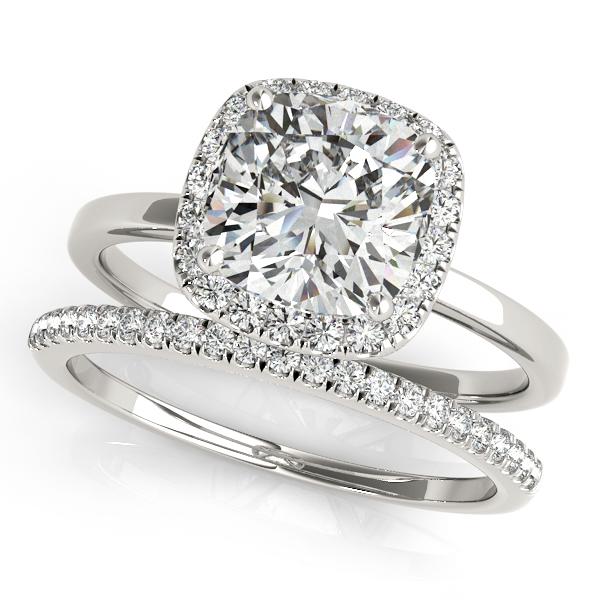 Certified 1.4 CTW Diamond Engagement Ring SET 18K White Gold (1 of 2)