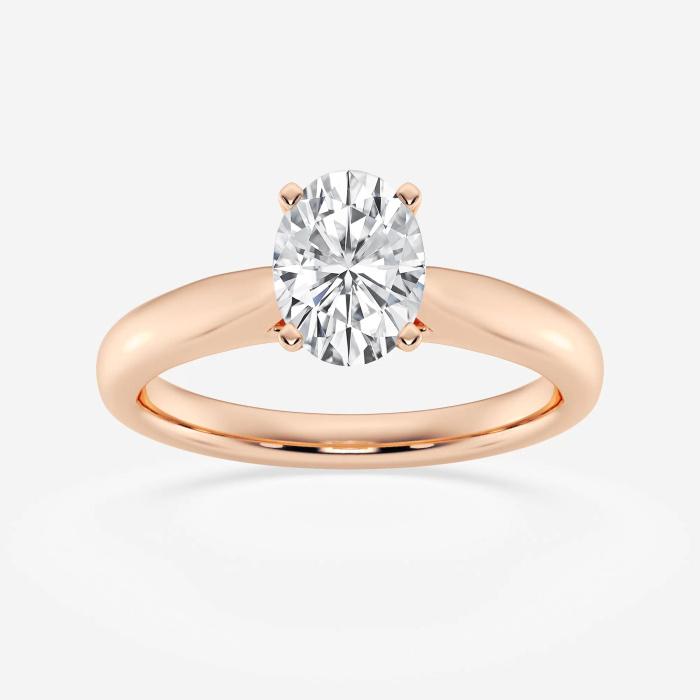 Certified 1 ctw Oval Diamond Cathedral Solitaire Engagement Ring 14K Rose Gold (1 of 2)
