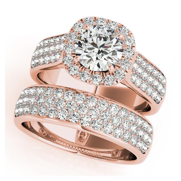 Certified 2.05 CTW Diamond Engagement Ring SET 18K Rose Gold (1 of 2)
