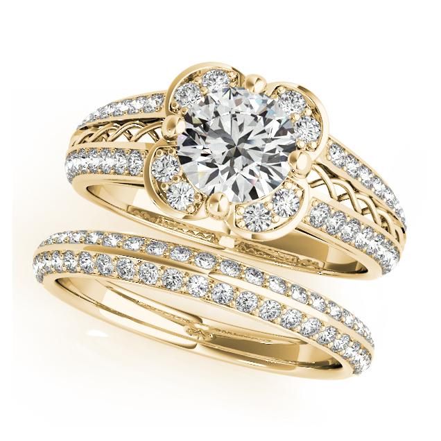 Certified 2.08 CTW Diamond Engagement Ring SET 18K Yellow Gold (1 of 2)